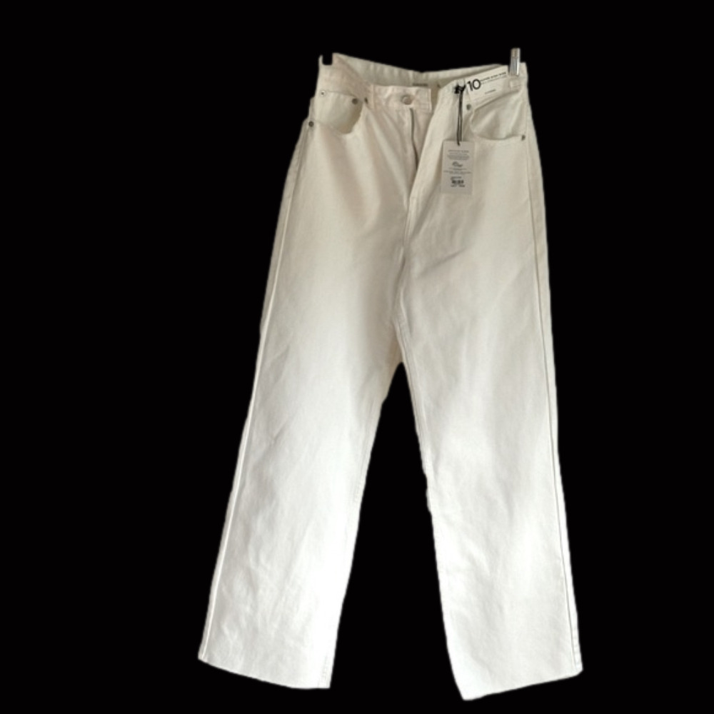 🔥NWT Super High Rise White Straight Leg Jeans size 10 Planet Conscious Recycled